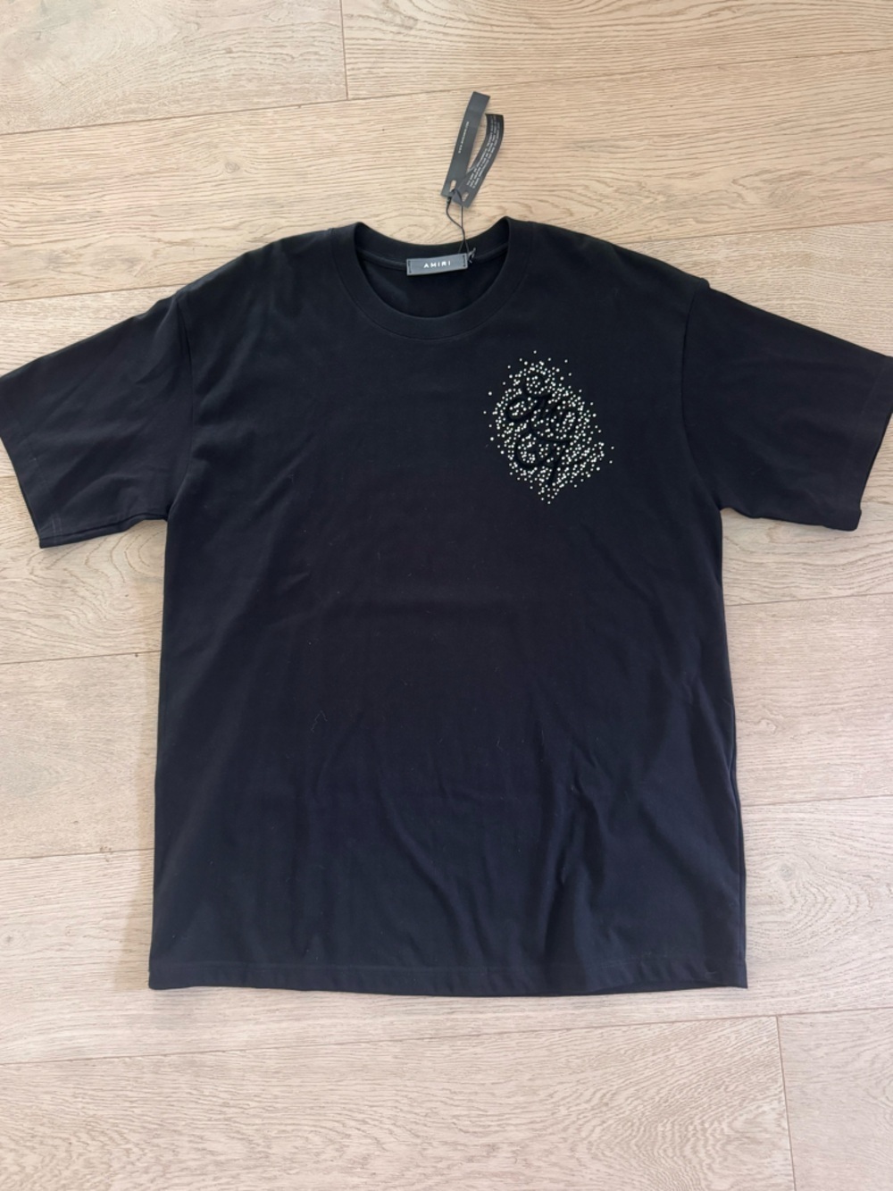 NWT AMIRI men’s 
Cotton Crystal-Logo T-Shirt size L